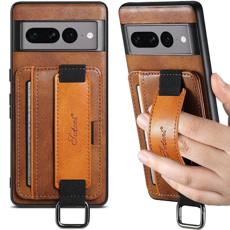 Google Series | Wrist Strap Card Holder Leather Case