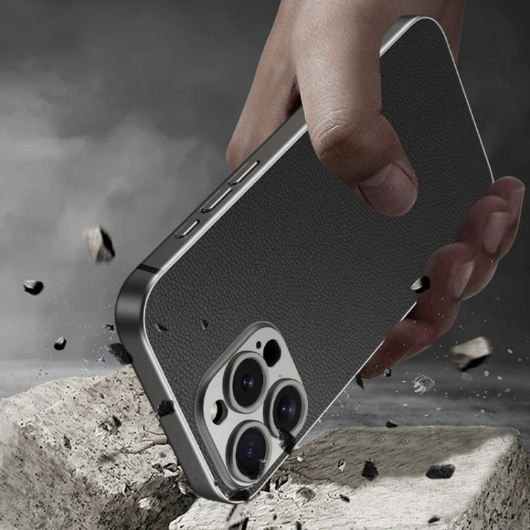 GKK Metal Paint Skin Feel Leather Full Coverage Phone Case